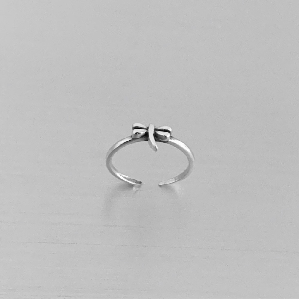 Sterling Silver Tiny Dragonfly Toe Ring - image 2